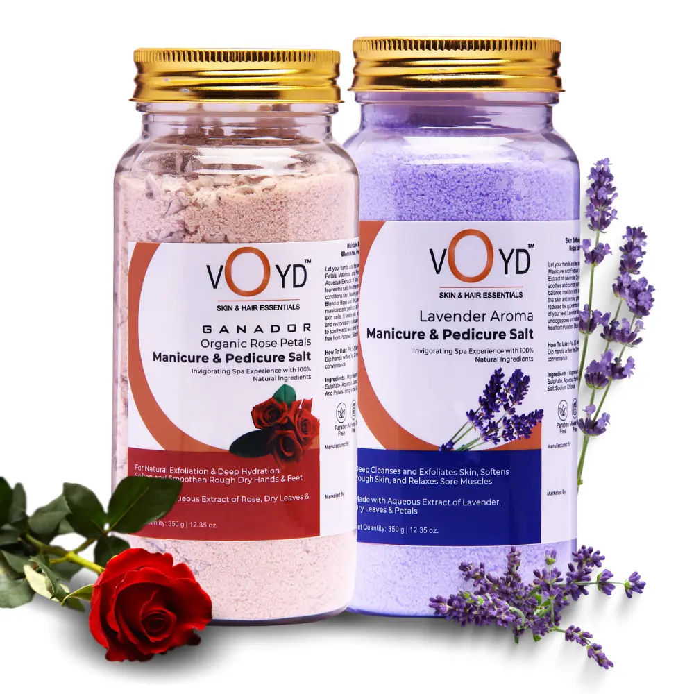 VOYD Rose and Lavender Manicure and Pedicure Salt Combo Front